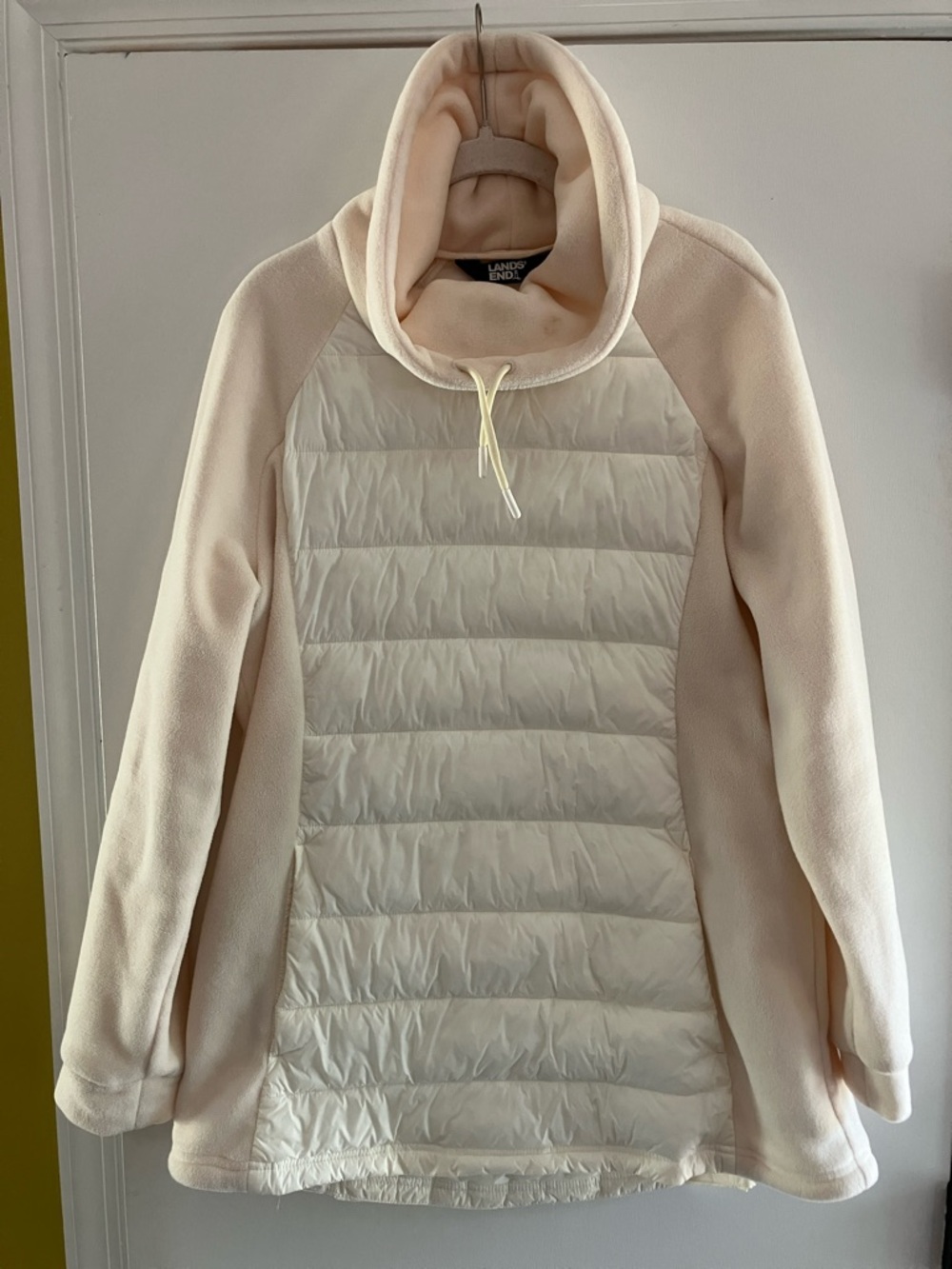 Lands' End Cream Quilted-Fleece Cowl Pullover - Picture 2 of 7